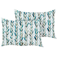 LOANO   Tuinkussen set van 2   Wit/Groen   40 x 60 cm   Polyester