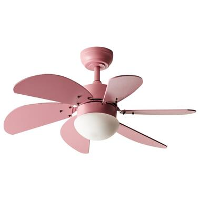 LOGAR   Plafondventilator met lamp   Roze   Synthetisch materiaal