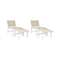 MARCEDDI  Tuinstoel met voetenbank set van 2   Beige   Textileen
