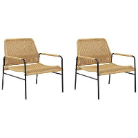 PRASIMO   Tuinstoel set van 2   Naturel   PE Rotan