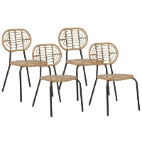 PRATELLO   Tuinstoel set van 4   Naturel   PE rotan