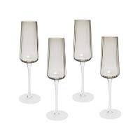QUARTZ   Champagne glazen set van 4   Grijs   Glas
