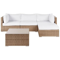 SANO II   Loungeset   Natuurlijk/Wit   Linkszijdig   Kunstrotan