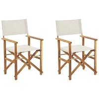 Beliani Tuinstoel CINE   Wit acaciahout, polyester
