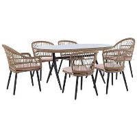 Beliani Tuintafelset ALIANO   Beige pe rotan