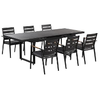 Beliani Tuintafelset VALCANETTO/TAVIANO   Zwart aluminium