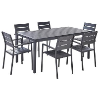VERNIO   Tuinset voor 6   Zwart   Kunsthout/Aluminium