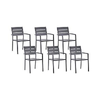 VERNIO   Tuinstoel set van 6   Zwart   Kunsthout/Aluminium