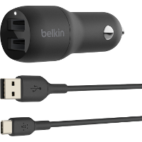 Belkin BoostCharge 2 poorts USB A autolader + USB A/USB C kabel oplader