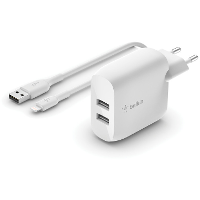 Belkin BOOSTCHARGE 2 poorts USB A wandlader + Lightning/USB A kabel oplader