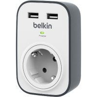 Belkin BSV103 SurgeCube spanningsbeveiliger met 1 stopcontact en 2 USB poorten