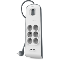 Belkin Spanningsbeveiliger met 6 stopcontacten en 2 USB poorten