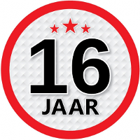 16 Jaar leeftijd sticker   rond   Dia 15 cm   16 jaar verjaardag   jubileum   leeftijd versiering