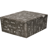 1X Rollen Kerst inpakpapier/cadeaupapier zwart/krijtbord tekst 2,5 x 0,7 meter