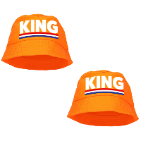 2X stuks king bucket hat / zonnehoedje oranje voor Koningsdag/ EK/ WK