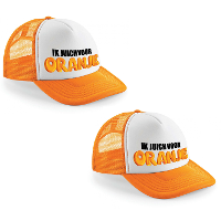 2X stuks oranje/ wit Ik juich voor oranje snapback cap/ truckers pet dames en heren   Koningsdag/ek/