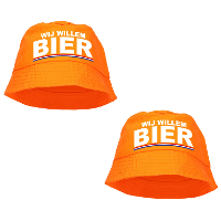 2X stuks wij Willem BIER bucket hat / zonnehoedje oranje voor Koningsdag/ EK/ WK