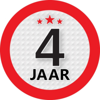 Bellatio Decorations 4 jaar leeftijd sticker   rond   Dia 9 cm