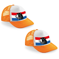 4X stuks oranje/ wit Holland leeuw snapback cap/ truckers pet dames en heren   Koningsdag/ EK/ WK pe