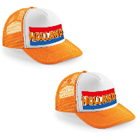 4X stuks oranje/ wit Holland vlag snapback cap/ truckers pet dames en heren   Koningsdag/ EK/ WK pet