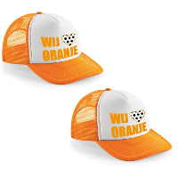 4X stuks oranje/ wit Wij hartje oranje snapback cap/ truckers pet dames en heren   Koningsdag/ EK/ W
