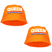 4X stuks queen bucket hat / zonnehoedje oranje voor Koningsdag/ EK/ WK
