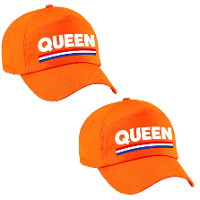 4X stuks queen pet / cap oranje Koningsdag/ EK/ WK