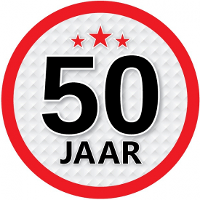 50 Jaar leeftijd sticker   rond   Dia 15 cm   50 jaar verjaardag   jubileum   leeftijd versiering