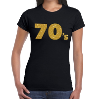 70'S goud glitter t shirt zwart dames