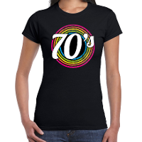 70S / seventies verkleed t shirt zwart voor dames   70s, 80s party verkleed outfit