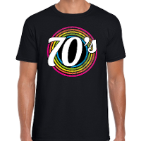 70S   seventies verkleed t shirt   zwart   voor heren   70s, 80s party   verkleed outfit