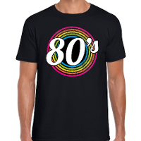 80S / eighties verkleed t shirt zwart voor heren   70s, 80s party verkleed outfit