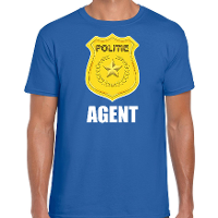 Agent politie embleem carnaval t shirt blauw voor heren