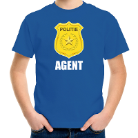 Agent politie embleem carnaval t shirt blauw voor kinderen