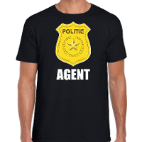 Agent politie embleem carnaval t shirt zwart voor heren