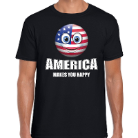America makes you happy landen t shirt Amerika zwart voor heren met emoticon