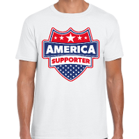 Amerika / America schild supporter t shirt wit voor heren