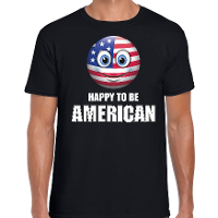 Amerika emoticon Happy to be American landen t shirt zwart heren