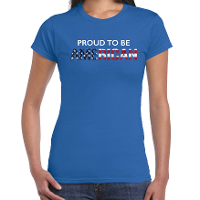 Amerika Proud to be American landen t shirt blauw dames