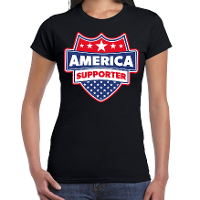 Amerika USA supporters t shirt   zwart   voor dames   USA America   landen shirts   kleding   sport