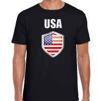 Amerika / USA vlag thema landen t shirt   zwart   voor heren   Supporters kleding   korte mouwen