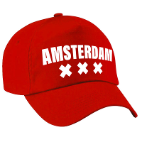 Amsterdam stad thema cap   petje   rood   voor dames en heren   Amsterdam steden baseball cap