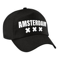 Amsterdam stad thema cap   petje   zwart   voor dames en heren   Amsterdam steden baseball cap