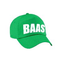 Baas verkleed petje   baseballcap   groen   voor volwassenen   met tekst