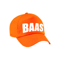 Baas verkleed petje   baseballcap   oranje   voor volwassenen   met tekst