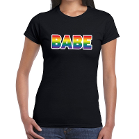 Babe gay pride t shirt zwart voor dames