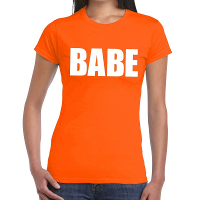 Babe tekst t shirt oranje dames