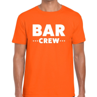 Bar crew / personeel tekst t shirt oranje heren