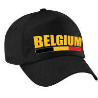Belgium supporter petje   baseballcap vlag Belgie   zwart   kinderen   klitteband