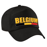 Belgium supporters pet   zwart   voor dames en heren   Belgie landen kleuren baseball cap